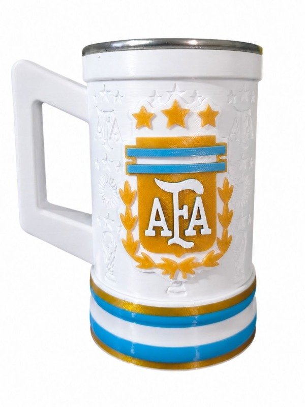 Jarra Argentina AFA Personalizada 600 ml / 1 Litro Blanco - Negro