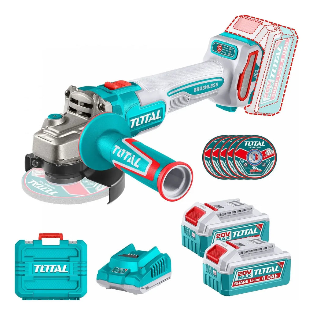 Amoladora Angular 20v Inalámbrica 115mm Brushless 900w Total