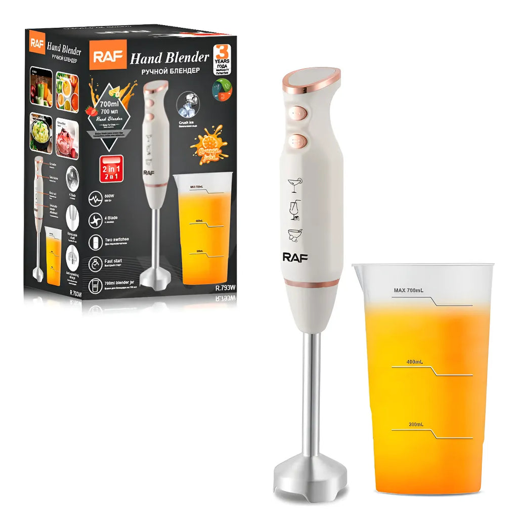 Minipimer 2 En 1 Raf Con Vaso 800w Eléctrica Blanco