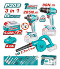 Kit Llave de Impacto + Taladro Percutor + Soplador 20V
