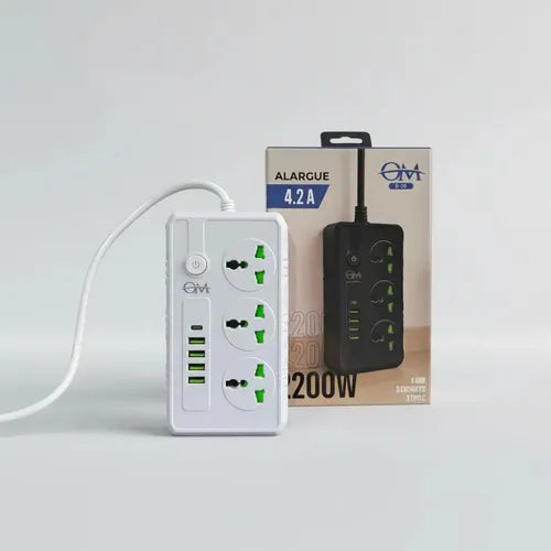 Alargue 3 Tomas + 4 Usb 3.0 + 1 Tipo C Om