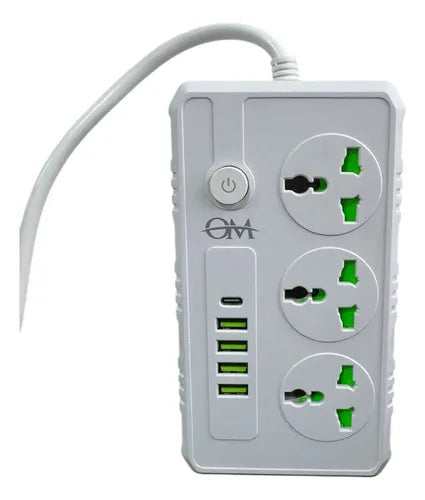 Alargue 3 Tomas + 4 Usb 3.0 + 1 Tipo C Om