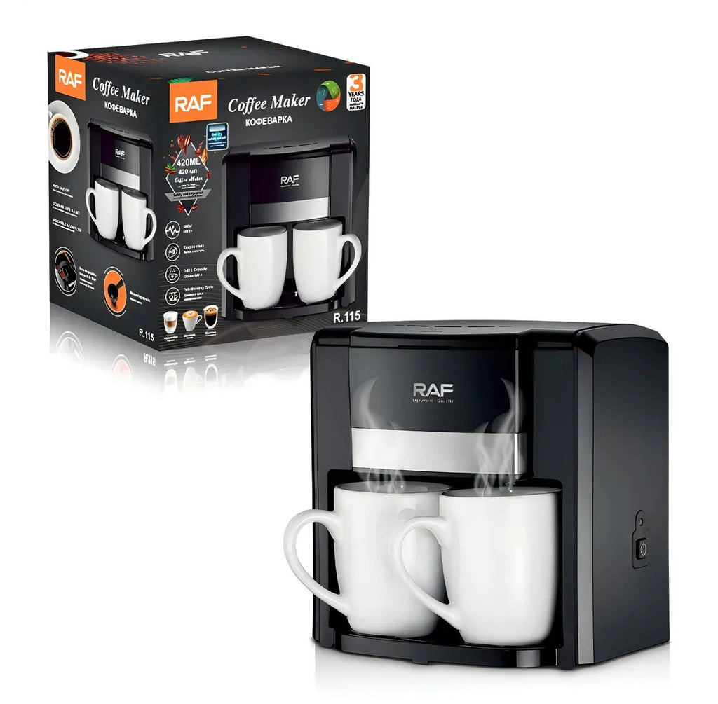 Cafetera Eléctrica Raf Café R115 + 2 Tazas Color Negro