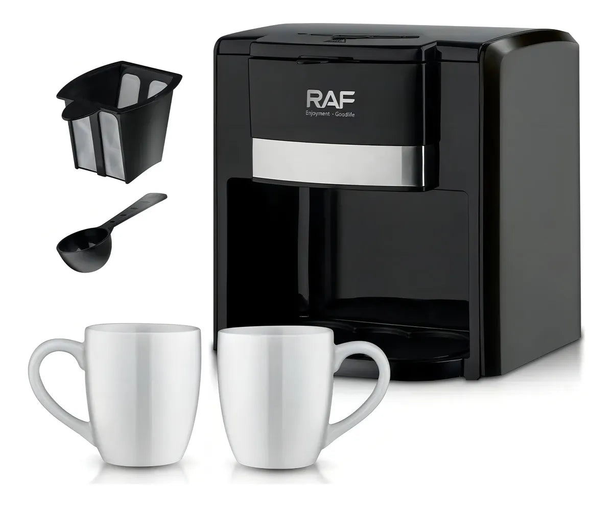 Cafetera Eléctrica Raf Café R115 + 2 Tazas Color Negro