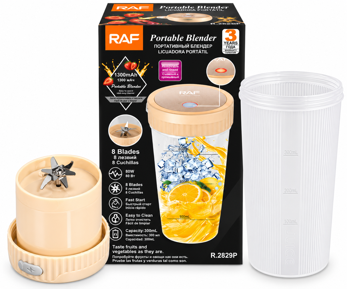 Licuadora Portátil Raf Recargable 300ml 8 Cuchillas