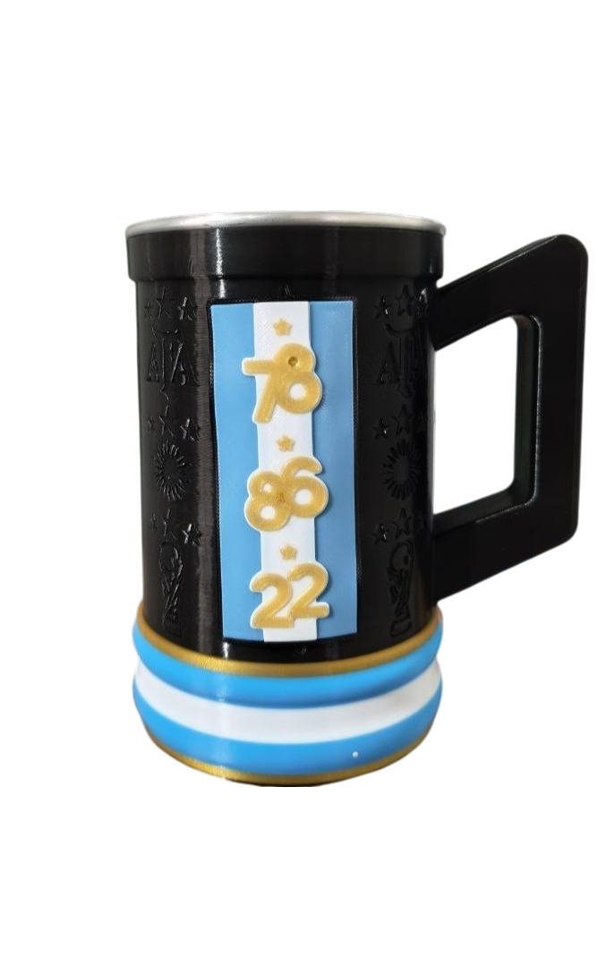 Jarra Argentina AFA Personalizada 600 ml / 1 Litro Blanco - Negro